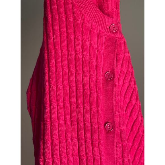 Lord & Taylor Bright Pink Cable Knit Cardigan Ladylike & Refined ~ NWT Sz XL - Picture 8 of 8